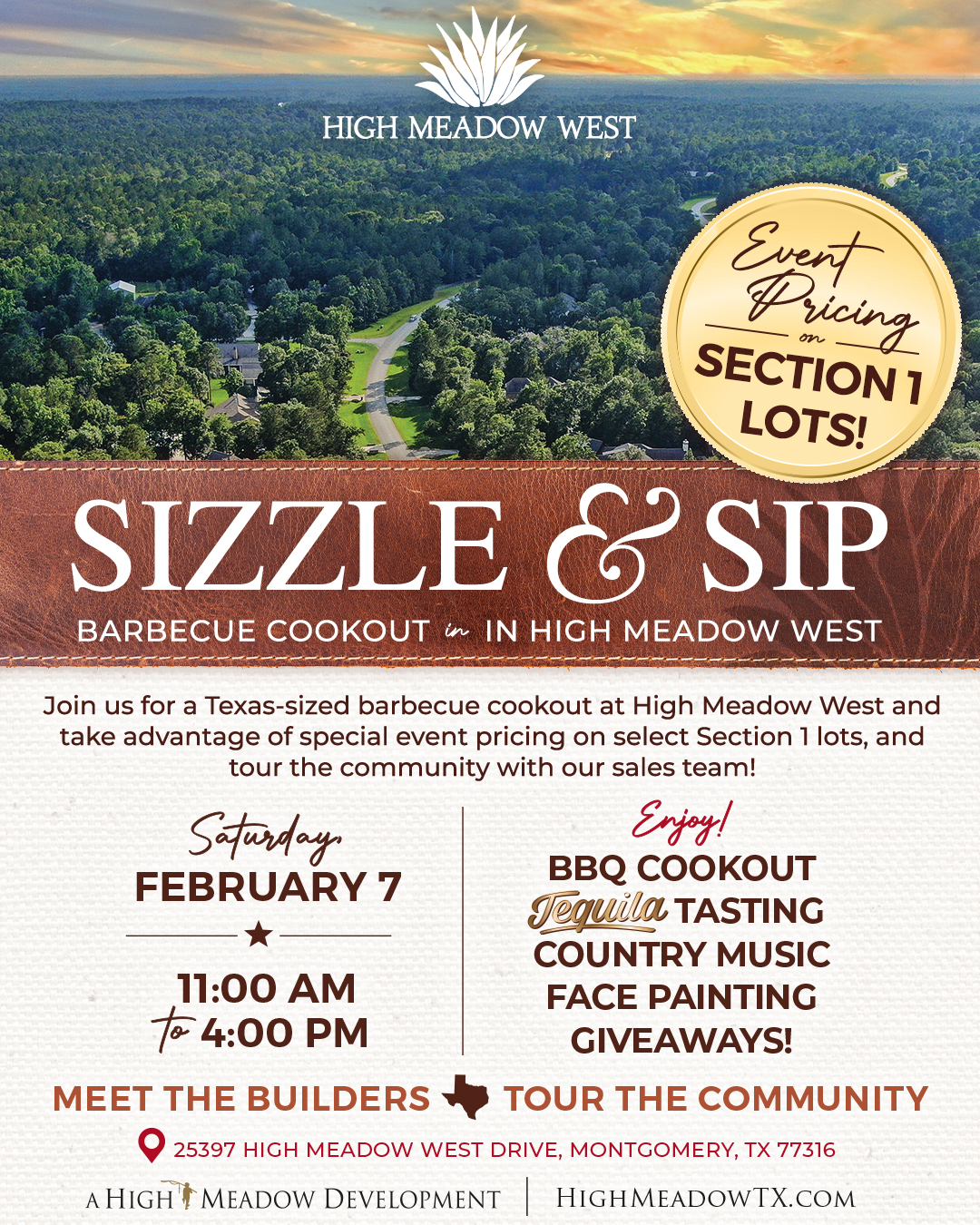 High Meadow West Sizzle & Sip Barbecue Cookout!