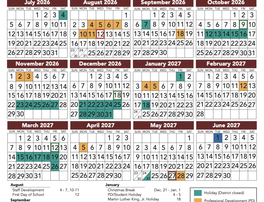 Magnolia ISD 2026-2027 Calendar 